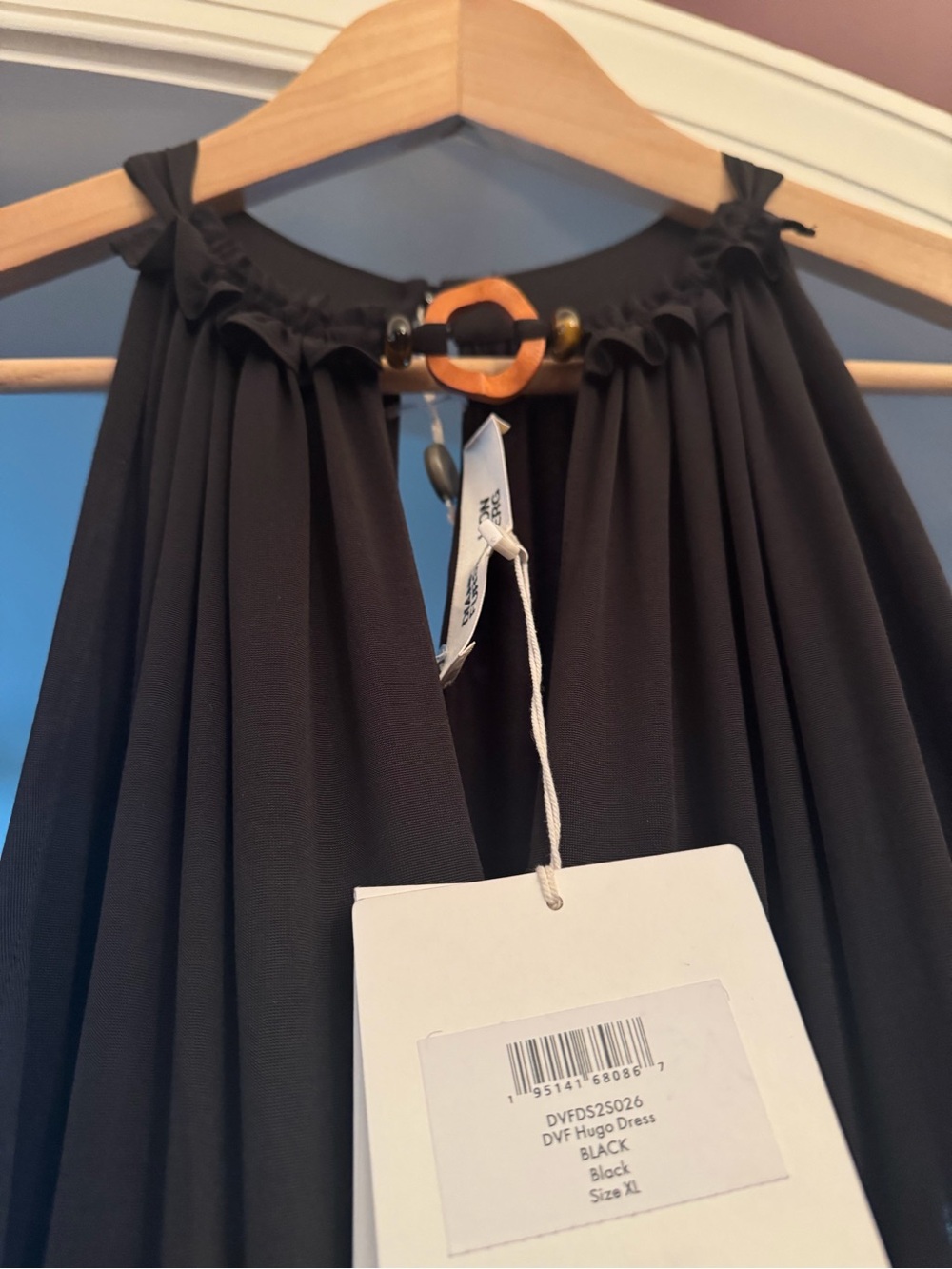Diane Von Furstenberg Black Halter Dress with Neck Bead Detail - NWT